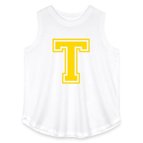 Letter T – Capital Athletic Alphabet Monogram - Women's Curvy Relaxed Tank Top