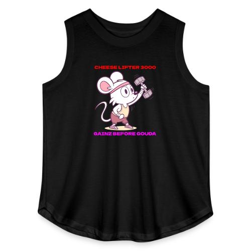 Cheese Lifter 3000 | Funny Gym Rat Mouse tshirt - Women's Curvy Relaxed Tank Top