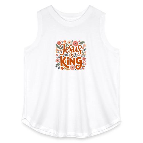 Jesus Is King – Floral Christian Typography Design - Women's Curvy Relaxed Tank Top
