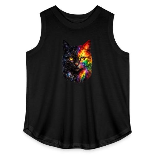 Cosmic Galaxy Rainbow Cat - Women's Curvy Relaxed Tank Top