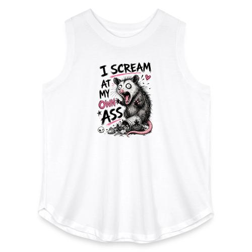 Funny Opossum Screaming Graphic Tee - Women's Curvy Relaxed Tank Top