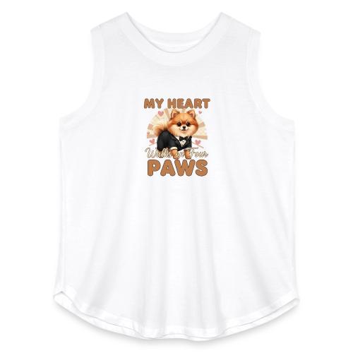 My Heart Walks on Four Paws – Pomeranian tee - Women's Curvy Relaxed Tank Top