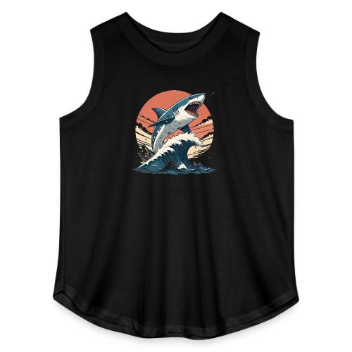 Fierce Shark Breaking Through Waves - Women's Curvy Relaxed Tank Top