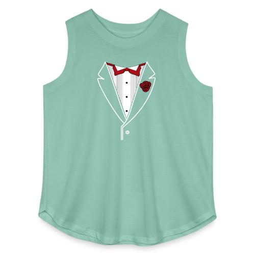 Tuxedo Shirt with Red bowtie - Women's Curvy Relaxed Tank Top