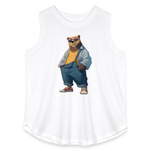 Fashion Streetwear Bear Cartoon Art - Women's Curvy Relaxed Tank Top