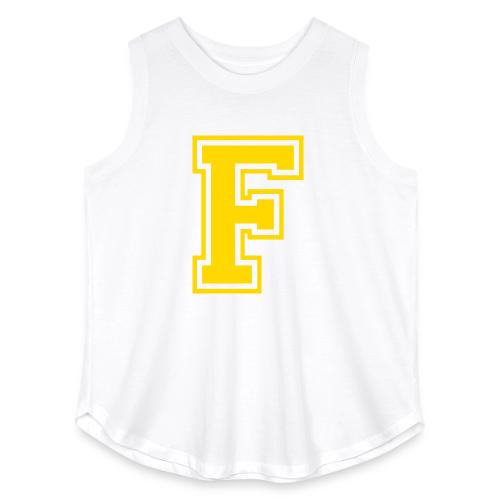 Letter F – Capital Athletic Alphabet Monogram - Women's Curvy Relaxed Tank Top