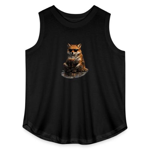 Cool Red Fox Wearing Sunglasses Drinking Coffee - Women's Curvy Relaxed Tank Top