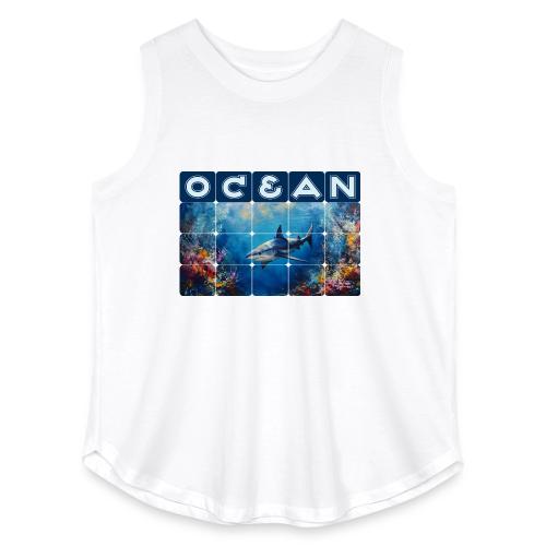 Ocean: Synthwave Shark - Women's Curvy Relaxed Tank Top