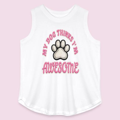 My Dog Thinks I’m Awesome Faux Embroidery - Women's Curvy Relaxed Tank Top