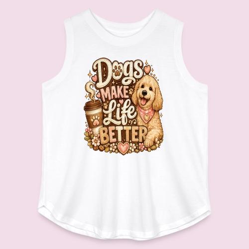 Dogs Make Life Better | Faux Embroidery Style - Women's Curvy Relaxed Tank Top