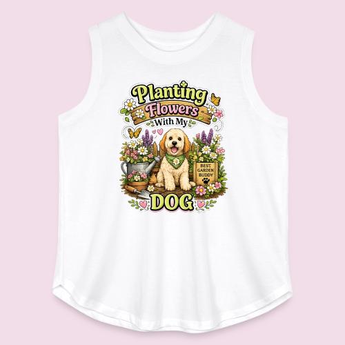 Planting Flowers With My Dog - Women's Curvy Relaxed Tank Top