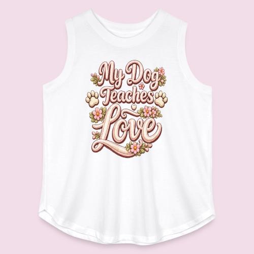 My Dog Teaches Love Faux Embroidery Style - Women's Curvy Relaxed Tank Top