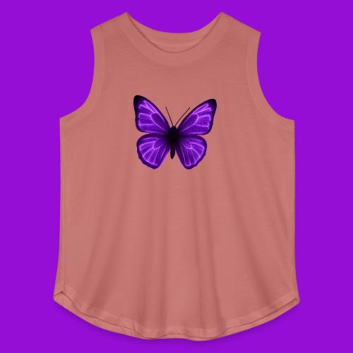Neon Purple Butterfly - Women's Curvy Relaxed Tank Top
