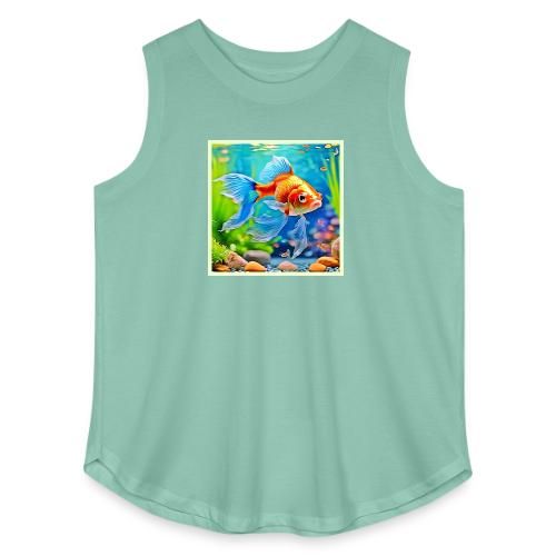 Colorful Tank Goldfish Design - Women's Curvy Relaxed Tank Top
