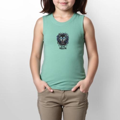 Alpha Predator Wolf Fierce Neon Eyes - Youth Girls Relaxed Tank Top