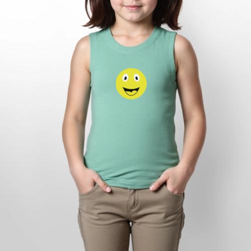Yellow Happy Face Print - Youth Girls Relaxed Tank Top