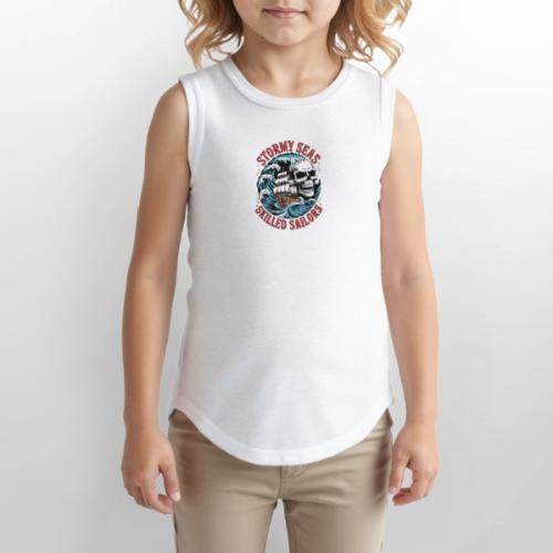 Stormy Seas Skull Pirate Ship Nautical Ocean Waves - Youth Girls Relaxed Tank Top