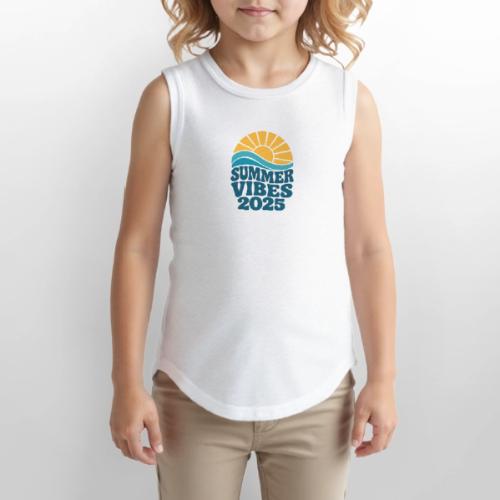 Summer Vibes 2025 Retro Sunset T-Shirt | Fun Beach - Youth Girls Relaxed Tank Top