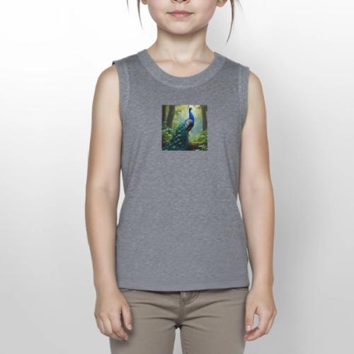 Majestic Peacock in Enchanted Forest - Youth Girls Relaxed Tank Top