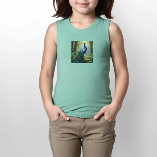 Majestic Peacock in Enchanted Forest - Youth Girls Relaxed Tank Top