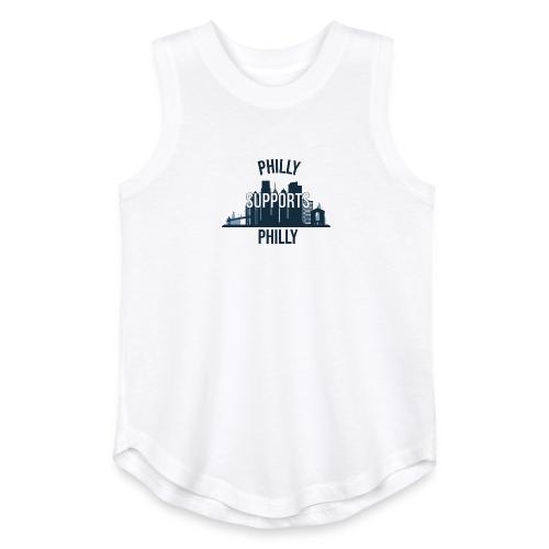Philly Supports Philly skyline blue transparentbg - Youth Girls Relaxed Tank Top