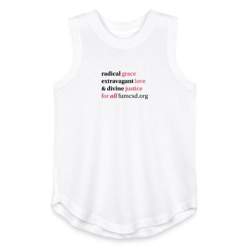 Grace. Love. Justice. serif font - Youth Girls Relaxed Tank Top