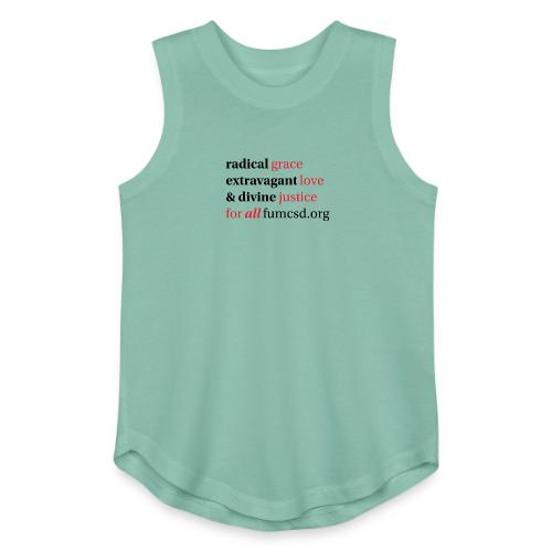 Grace. Love. Justice. serif font - Youth Girls Relaxed Tank Top