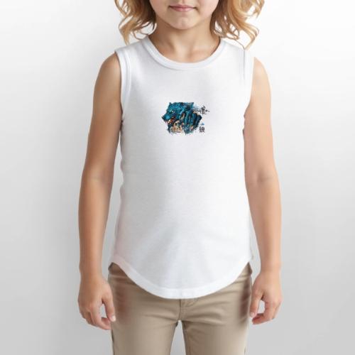 Blue Wolf Graffiti Street Art - Youth Girls Relaxed Tank Top