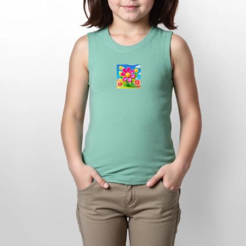 Pink Floral Peace | Sky & Nature Design - Youth Girls Relaxed Tank Top