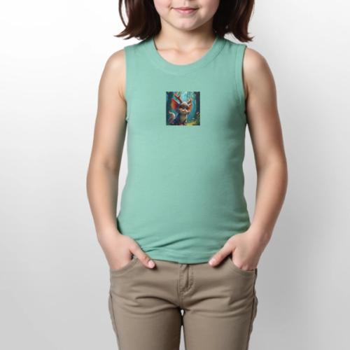 Magical Forest Creature with Deer Horns - Youth Girls Relaxed Tank Top