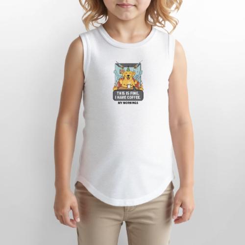 🔥 Funny Dog Meme “This Is Fine, I Have Coffee” - Youth Girls Relaxed Tank Top