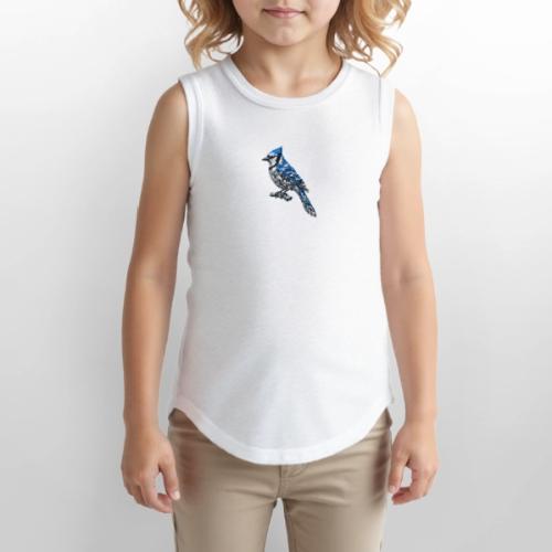 Silver Blue Jay on Perch - Youth Girls Relaxed Tank Top