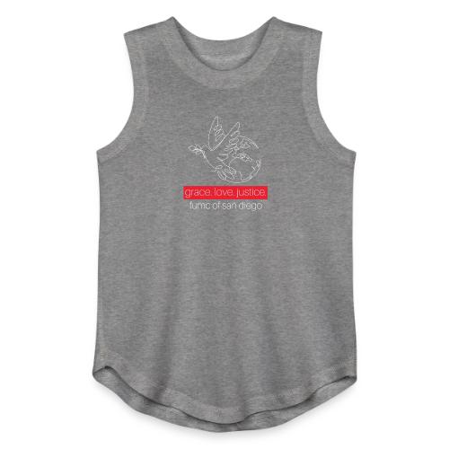 Grace. Love. Justice.- dove and earth graphic - Youth Girls Relaxed Tank Top