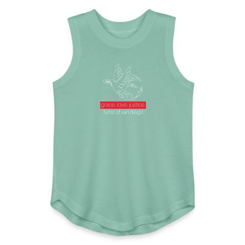 Grace. Love. Justice.- dove and earth graphic - Youth Girls Relaxed Tank Top