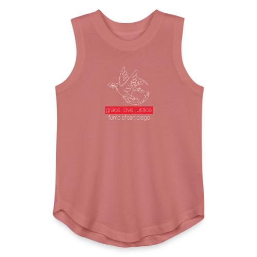 Grace. Love. Justice.- dove and earth graphic - Youth Girls Relaxed Tank Top