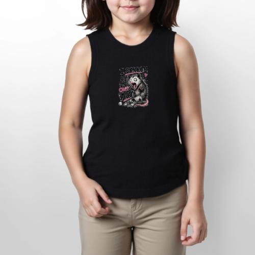 Funny Opossum Screaming Graphic Tee - Youth Girls Relaxed Tank Top