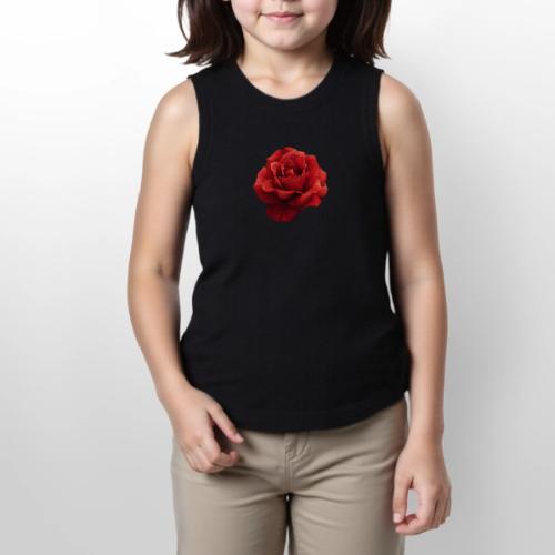 Rose: Crimson Dew Bloom - Youth Girls Relaxed Tank Top