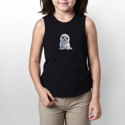 Cute White Cartoon Baby Sea Lion - Youth Girls Relaxed Tank Top