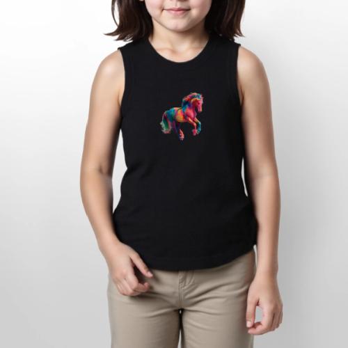 Colorful Paint Splatter Horse Art - Youth Girls Relaxed Tank Top