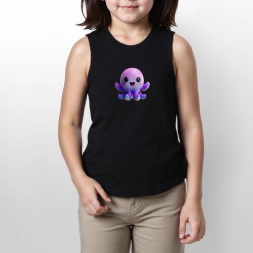 Joyful Cartoon Purple Baby Octopus with Big Smile - Youth Girls Relaxed Tank Top