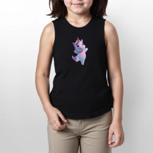 Cute Cartoon Unicorn Dancing Joyfully - Youth Girls Relaxed Tank Top