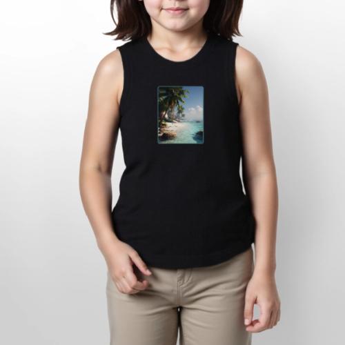 Tropical Beach Paradise Palm Design - Youth Girls Relaxed Tank Top