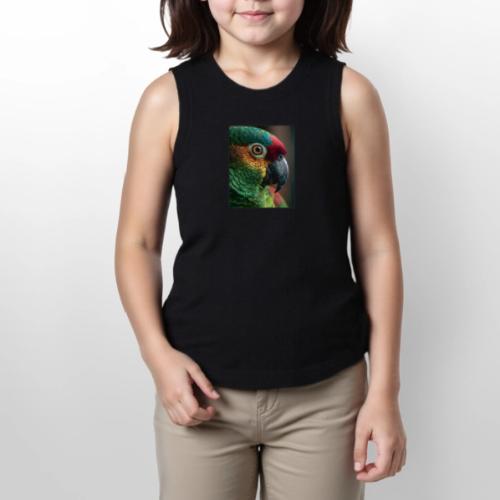 Colorful Parrot Close-Up Design - Youth Girls Relaxed Tank Top