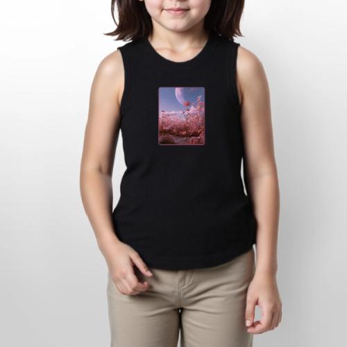 Cosmic Moon & Cosmos Flowers Art - Youth Girls Relaxed Tank Top