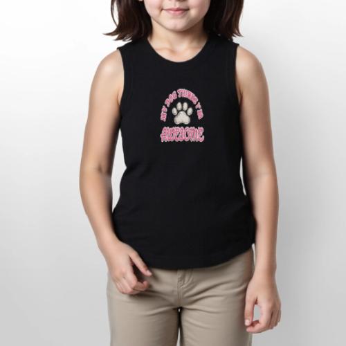 My Dog Thinks I’m Awesome Faux Embroidery - Youth Girls Relaxed Tank Top