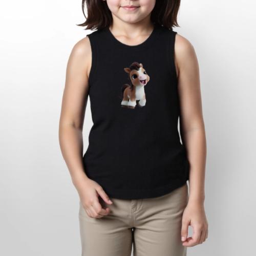 Sweet Cartoon Baby Pony in Brown and White - Youth Girls Relaxed Tank Top