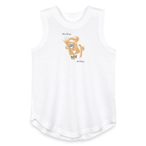 We Slay All Day Shiny Shirt Metallic Silver & Gold - Youth Girls Relaxed Tank Top