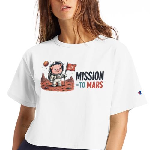 Mission To Mars Space Pig - Champion Women’s Cropped T-Shirt
