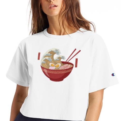The Great Wave of Ramen - Champion Women’s Cropped T-Shirt