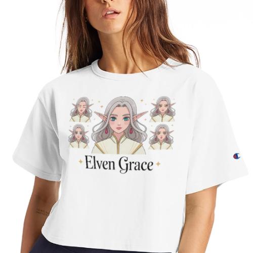 Elven Grace Fantasy Elf Maiden Graphic Magic - Champion Women’s Cropped T-Shirt